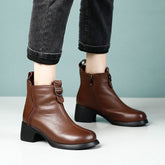 Botki w stylu retro z okrągłym noskiem i wysokim obcasem