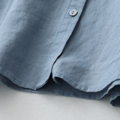 Damska koszula z krótkim rękawem, okrągłym dekoltem, wykonana z bawełny i lnu