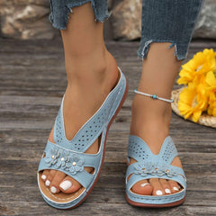 🔥 Promocja ostatniego dnia 50% zniżki – Damskie sandały ortopedyczne na koturnie w kwiaty – nowość Komfortowe sandały wsuwane