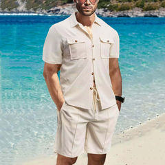 Koszula męska z krótkim rękawem i spodenki 2-częściowy komplet