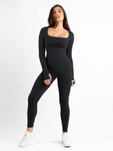 Jednoczęściowy kombinezon sportowy lub kombinezon bez szwu z kwadratowym dekoltem