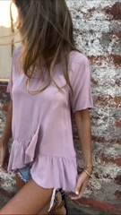 Damska luźna, swobodna koszulka z okrągłym dekoltem