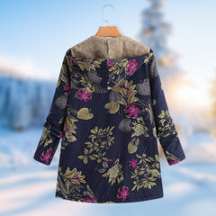 Damska zimowa kurtka polarowa z kapturem i nadrukiem