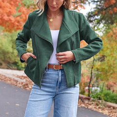 Damska zamszowa kurtka w jednolitym kolorze