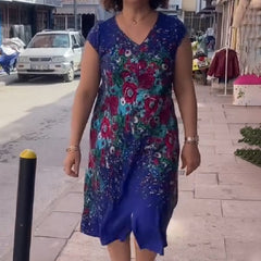 🌸Damska sukienka z nadrukiem i dekoltem w szpic