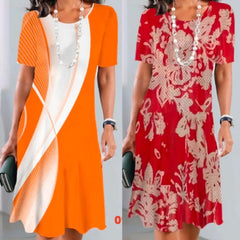 Sukienka plisowana z nadrukiem