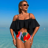 Falbaniaste detale Dwuczęściowy strój kąpielowy