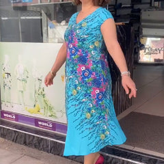 🌸Damska sukienka z nadrukiem i dekoltem w szpic