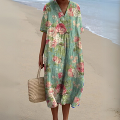 Lora - Kolorowa Letnia Sukienka w Kwiaty