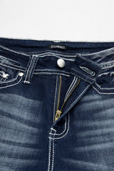 Jeansy Capri ze średnim stanem i kieszeniami, z rolowanym dołem