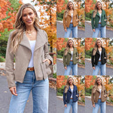 Damska zamszowa kurtka w jednolitym kolorze