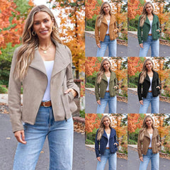 Damska zamszowa kurtka w jednolitym kolorze