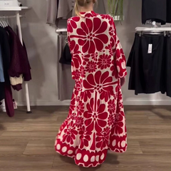 Sukienka damska luźna z nadrukiem kwiatowym