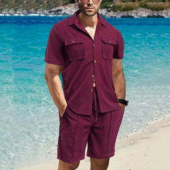 Koszula męska z krótkim rękawem i spodenki 2-częściowy komplet