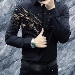 Stylowa koszula męska z nadrukiem i dopasowanym krojem