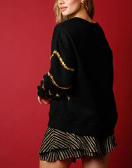 Damska cekinowa bluza z motywem choinki