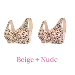 🔥Kup 1 ostatni dzień, a 1 otrzymasz gratis🔥Biustonosz plus size bez fiszbin, zapinany z przodu i w panterkę