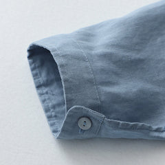 Damska koszula z krótkim rękawem, okrągłym dekoltem, wykonana z bawełny i lnu