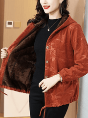 2024 Nowy, jesienno-zimowy, gruby, bawełniany płaszcz z kapturem