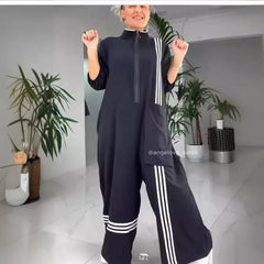 Damski kombinezon casualowy w kontrastowym kolorze