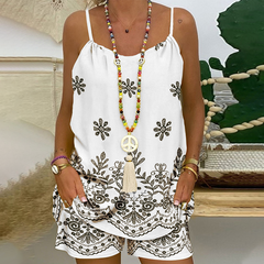 Damski zestaw z koszulą i spodenkami na ramiączkach typu spaghetti