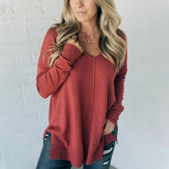 💝Gorąca wyprzedaż💝Damski sweter na co dzień z miękkim przodem i dekoltem w szpic