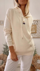 Damski top z okrągłym dekoltem i kapturem, ściągany sznurkiem, swobodny