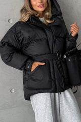 Damska swobodna, gruba kurtka z kapturem i zamkiem błyskawicznym