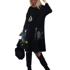 Damska nowa, wysokiej klasy sukienka z nadrukiem motyla