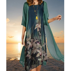 🌸Dwuczęściowa sukienka damska z nadrukiem kwiatowym