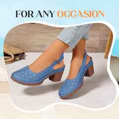 Damskie modne sandały na grubym obcasie Hollow Out