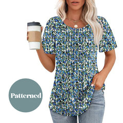 Damska plisowana bluzka z krótkim rękawem