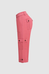 Spodnie cargo Capri ze średnim stanem i zakładkami na dole i wieloma kieszeniami