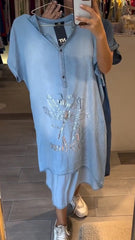 Damski pół-dekolt na pół-otwartym okołowce dżinsowy sukienka