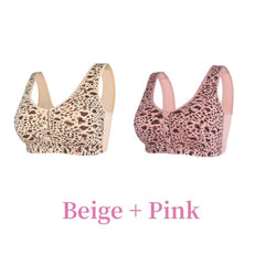 🔥Kup 1 ostatni dzień, a 1 otrzymasz gratis🔥Biustonosz plus size bez fiszbin, zapinany z przodu i w panterkę