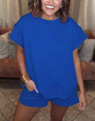 Zestaw damskich szortów ze sznurkiem o solidnej fakturze