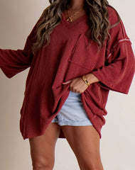 2024 nowa damska tunika oversize z dekoltem w kształcie litery V