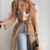 Kardigan z rękawami typu lampion na wiosnę i lato, średniej długości koszula