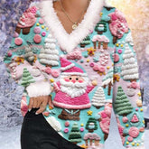 Świąteczny sweterek z dekoltem w kształcie litery V, luźny, jesienno-zimowy T-shirt