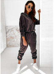 👩2024 nowy jesienno-zimowy kombinezon sportowy ze złotego aksamitu z kapturem 👚👟