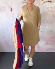 Letnia sukienka midi z dekoltem w serek dla kobiet