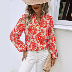 Damska koszula z nadrukiem, wakacyjna, na co dzień, z długim rękawem