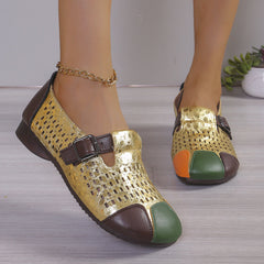 Buty z płaskiej, wydrążonej skóry bydlęcej dla matek w średnim wieku