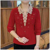 Temperamentny damski top z klapami ze strasu