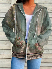 Damska wełniana kurtka z kapturem i zamkiem błyskawicznym