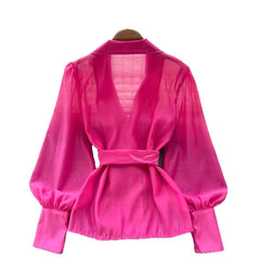 Koszula z długim rękawem i prześwitującym paskiem z klapami z 2025 roku