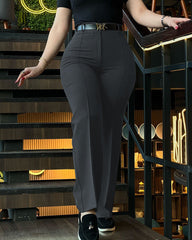 👖Proste spodnie garniturowe z wysokim stanem i wąskim krojem