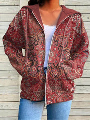 Damska wełniana kurtka z kapturem i zamkiem błyskawicznym