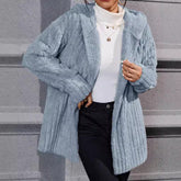 Ciepła, dwustronna kurtka z polaru arktycznego z kapturem i pionowymi paskami