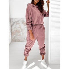 👩2024 nowy jesienno-zimowy kombinezon sportowy ze złotego aksamitu z kapturem 👚👟